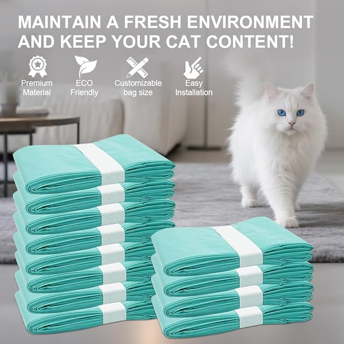 Cat Litter Pail Liner Refills Bags Compatible with Litter Champ Litter Pail, Green, Lightly Scented, Pack of 12