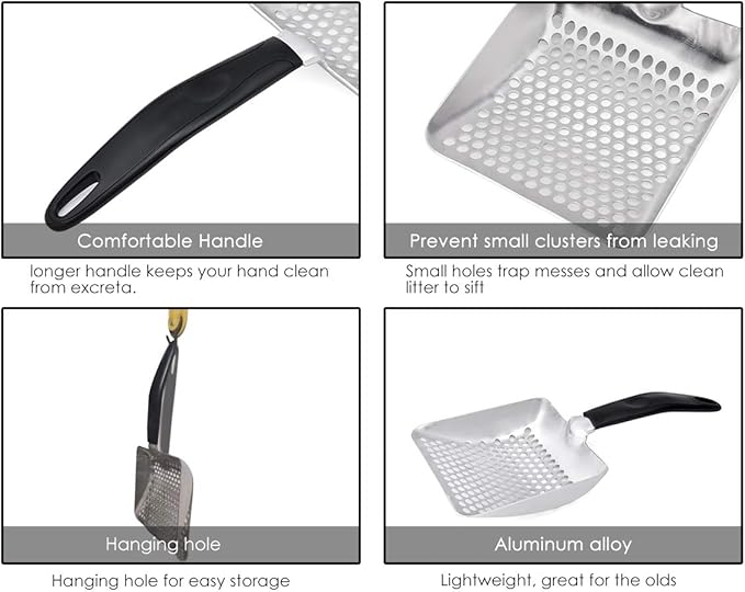 DS. DISTINCTIVE STYLE Cat Litter Scoop Deep Shovel Metal Sifter (Small Round Holes)