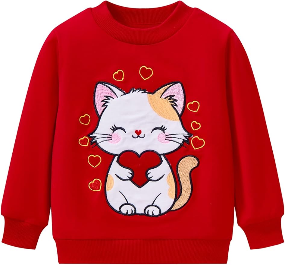 Toddler Baby Girls Cotton Sweater, Long Sleeve Crewneck Sweatshirt Pullover Kids Warm Clothing for Fall Winter