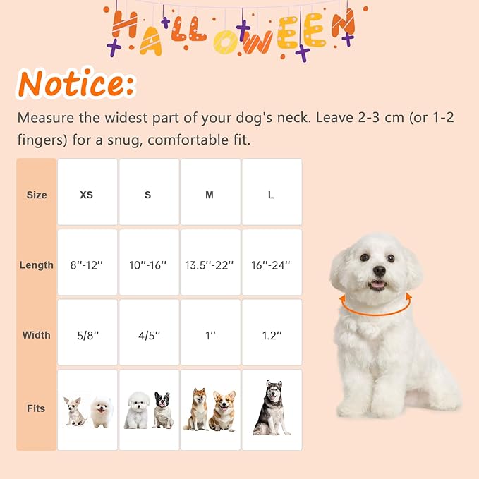 Halloween Dog Collars, Fall Dog Collar for Dogs, Fun Multi-Color Pumpkin Dog Collars for Medium Dogs, Adjustable Cotton Meiudm Dog Collar Puppy Collar for Halloween & Thanksgiving