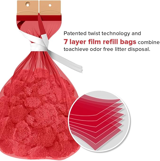 RedRocket Refill Bags for Kitty Twist'R Plus Cat Litter Pail, 7-Layer Bags with Odors Free Patented Technology Made in USA (1pack(10pcs))