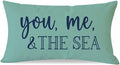 PANDICORN Summer Beach Throw Pillow Cover 12x20 Inch Blue Words You Me and The Sea Ocean Sea Coastal Aqua Outdoor Decorations Lumbar Decorative Cushion Case for Sofa Couch Home Living Room Decor