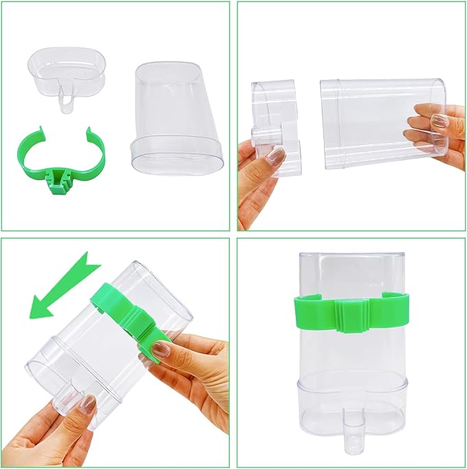 Hamiledyi Parakeet Water Dispenser 4pcs Automatic Bird Water Dispenser Transparent Container Cage Accessories Automatic Feeding for Finch Lovebird Canary Small Birds