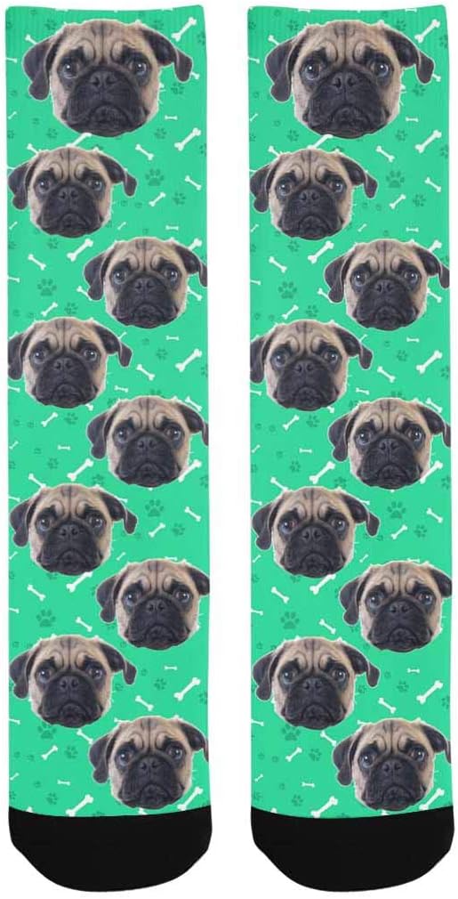 Custom Face Socks, Personalized Dog Lover Pet Photo Picture on Socks Unisex Athletic Crew Socks for Men Women