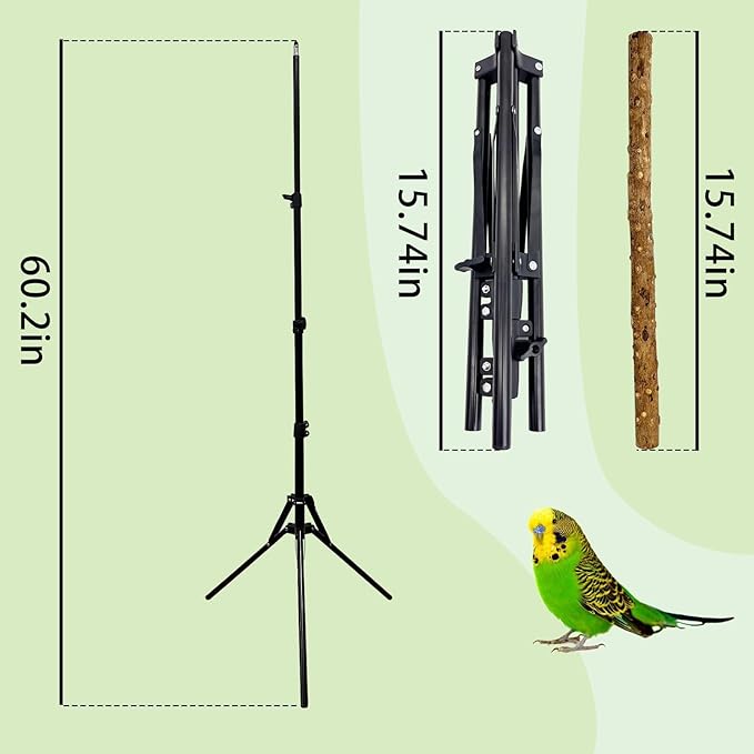 kathson 28-60inches Height Adjustable Bird Perch, Pepperwood Parrot Perch Stand, Multi-Purpose Bird Perches for Indoor and Outdoor Use, Designed for Small Medium Birds