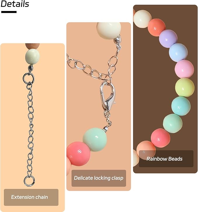 Hosiwei Dog and Cat Rainbow Beads Collar Necklace, Faux Pearls Necklace Pet Jewelry Colorful Candy Colors (Colorful, S(for 3.3-5.5lb))