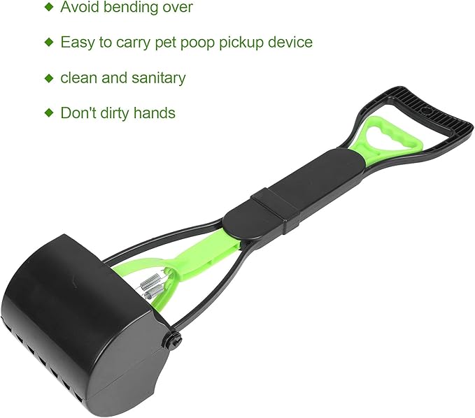 Pet Pooper Scooper, Long Handle Folding Poop Scoop, Stable Jaw Scoop Easy for Small Pet Poop, Pick Up Animal Waste Dog Puppy Cat Waste Picker Cleaning Tools Outdoor Dog Pooper Scooper(green+black)
