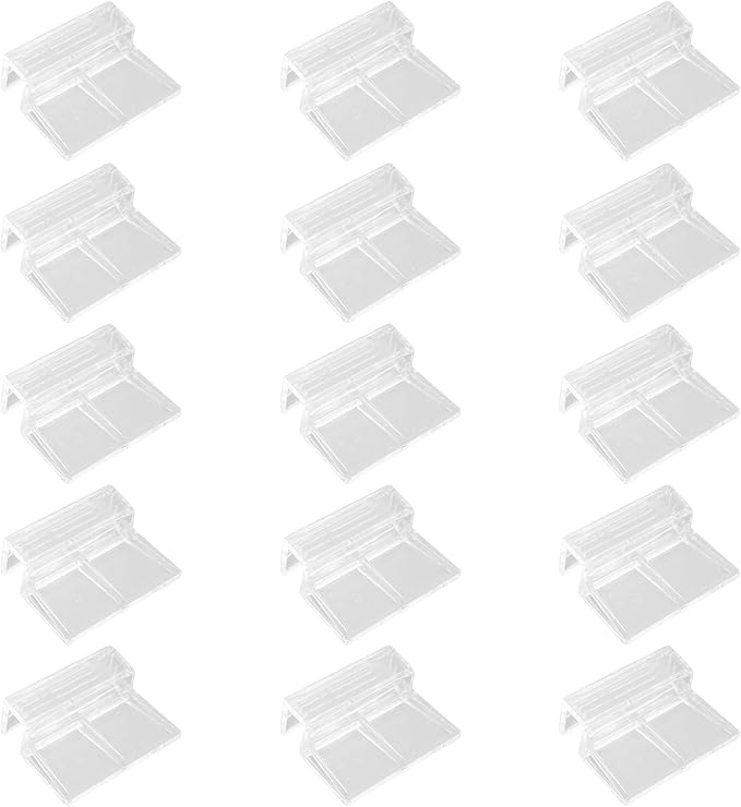 15 Pcs Rimless Aquarium Lid Clips for 7-8mm Glass, Clear Acrylic Aquarium Cover Support Clamps for Fish Tank Lid Holder, Plastic Tank Top Clips for Glass Canopy or Piscine Hoods and Covers