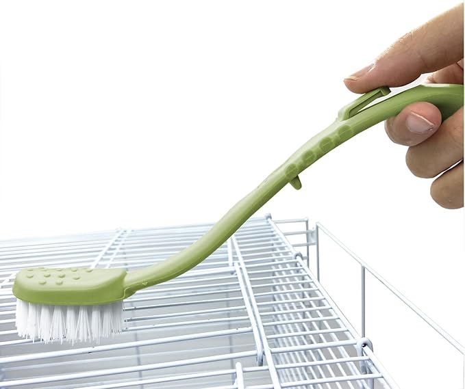 Bird Cage Cleaning Brush,Two Brush Heads,Long-Handled Tool for Cleaning Parrot Cages, Kennels, and Perches,Removes Poop and Keeps Bird Cages Fresh,Essential Bird Cage Accessory