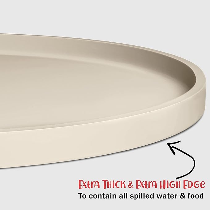 DogBuddy Dog Food Mat - Waterproof Dog Bowl Mat, Silicone Pet Mat for Food and Water Bowls, Nonslip Pet Feeding Mat with Edges, Dogs Food Mats for Floors, Puppy Supplies (Large, White Sand)