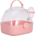 Small Pet Carrier Cage with Water Bottle Portable Hamster Travel Cage for Outdoor Use Pink Small Animal Carrier for Rabbits, Gerbils, and Birds