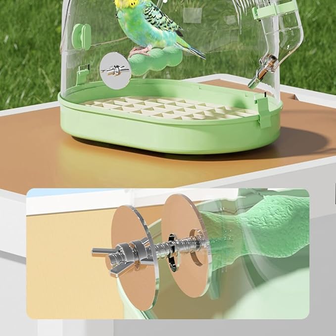 Versatile Birdcage for Travel Clear Bird Cage with Feeders and Bottom Grids for Outdoor Bird Carrying Observation Cage