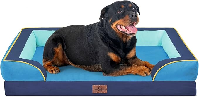 Comfort Expression Orthopedic Dog Bed for Extra Large Dogs 45x35 Inch, Waterproof Egg Crate Foam XL Pet Bed with Removable Bolsters, Dog Couch with Washable Cover & Non-Slip Bottom, New Jersey
