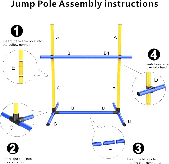 Dog Agility Hurdle Training Set, 2-Sets Jump Bar Equipment for Indoor & Outdoor Backyard Exercise