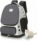 Cat Backpack Carrier, TSA Airline Approved Pet Travel Bag for Small Medium Dogs, Ventilated Hiking Camping Backpack for Cats, Kitten and Puppy up to 18 lbs, Gray Mesh