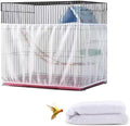 Large Bird Cage Cover, Bird Cage Seed Catcher, Adjustable Soft Airy Nylon Mesh Net, Birdcage Cover Skirt Seed Guard for Parrot Parakeet Macaw African (Solid-White, 15.7" x118")