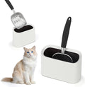 Heavy-Duty Cat Litter Scoop with Holder, Metal Cat Scooper and Detachable Trash Can,Aluminum Kitty Poop Shovel Captures All Clumps,Speed Sifter Litter Box Scooper and Caddy with Lid(White)