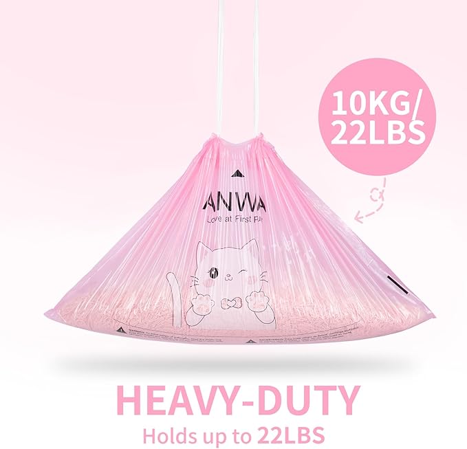 ANWA 40 Count Cat Litter Box Liners for Automatic Cat Litter Box and Litter Box Robot 4/5, Heavy-Duty, Extra Thick, Pink