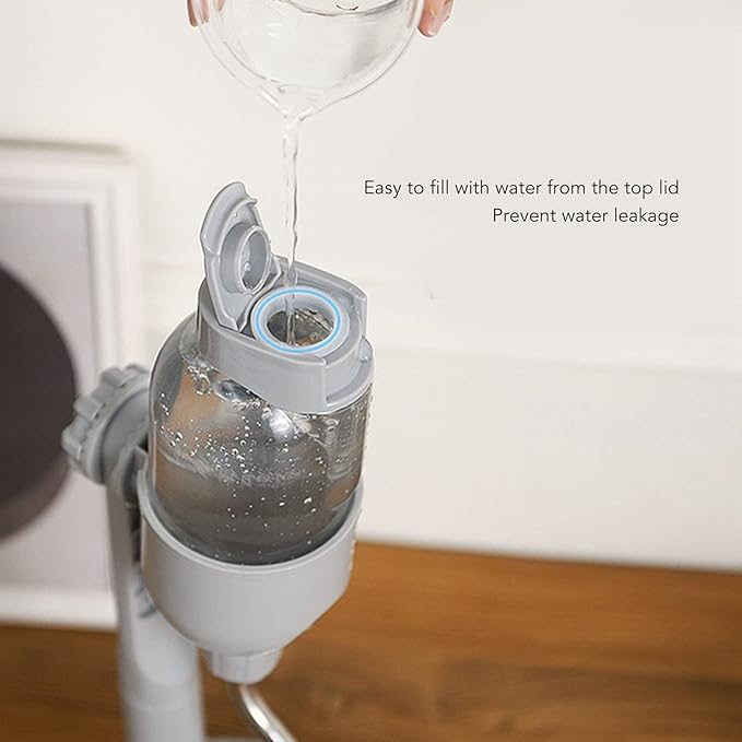 Pet Standing Water Dispenser, Multifunctional 2 in 1 Detachable Height Adjustable Pet Puppy Dog Kitten Bowl 500ml, Automatic Standing Water Feeder for Puppy Dwarf Dog Cat,Grey