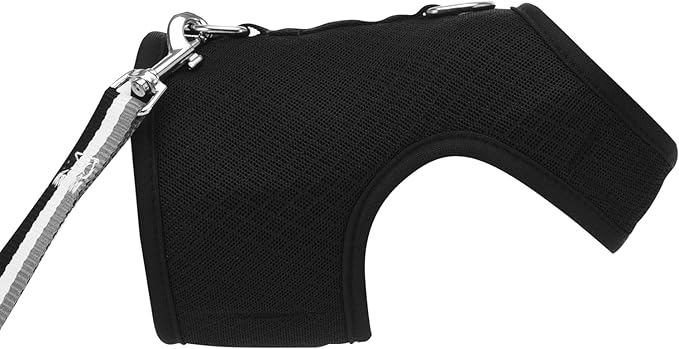Cat Harness and Leash for Walking Escape Proof Breathable Mesh Fabric, Solid Black, Medium, Adjustable Cat Walking Jackets, Padded Stylish Cat Vest
