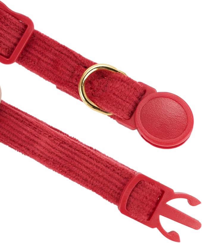 Cotton Breakaway Cat Collar with Bow Tie and Bell, Adjustable Cute Soft Corduroy Kitten Collars for Girl and Boy Cats