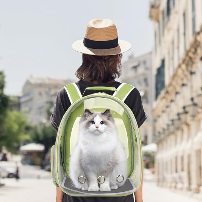 Pet Backpack Carrier,Bubble Backpack Cat Carrier,Pets and Small Dogs,Space Capsule Pet Carrier for Traveling, Walking, Hiking and Outdoor Activities (Mint Green)