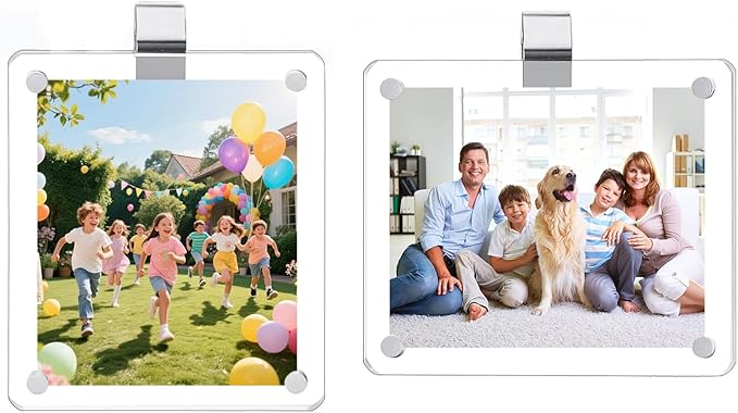 2 Pack Magnetic Car Visor Photo Holder – Personalized Acrylic Clip for Family, Pets, Travel Pictures – Easy Snap-On Car Accessory for Sun Visor (2 Pack, 3''x3.5'')