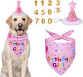 Dog Birthday Decorations, Dog Birthday Hat with Numbers for Large Medium Small,Pet Supplies (Pink)
