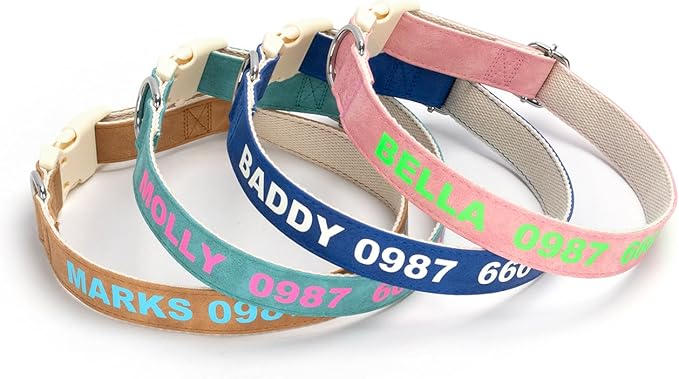 DOG WORLD Custom Fluorescent Dog Collar - Personalized Luminous Name & Phone Number for Night Safety, Fashionable & Easy-to-Use Pet Accessory, Ideal for Night Walks
