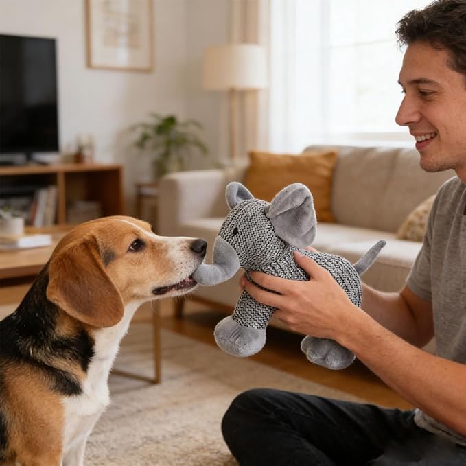 Linen Safari Companions, Squeaky Dog Chew Animals, with Durable Linen Material, Durable and Resistant to Chewing, for Relieve Dog's Boredom (Monkey)