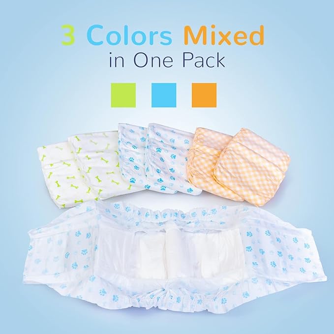 Pet Soft Disposable Male Dog Wraps - Dog Diapers for Male Dogs, Puppy Diapers 48pcs Medium