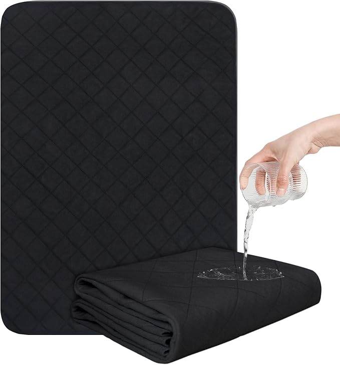 Washable Incontinence Bed Pad - Reusable Underpad for Kids, Adults, Elderly, Hospitals & Pets - Waterproof Protector for Bed, Sofa, Floor - Super Absorbent 34" x 36" - Black