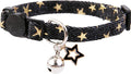 BoomBone Star Charm Studded Cat Collar Breakaway with Bell,Black Puppy Collars for Small Dogs