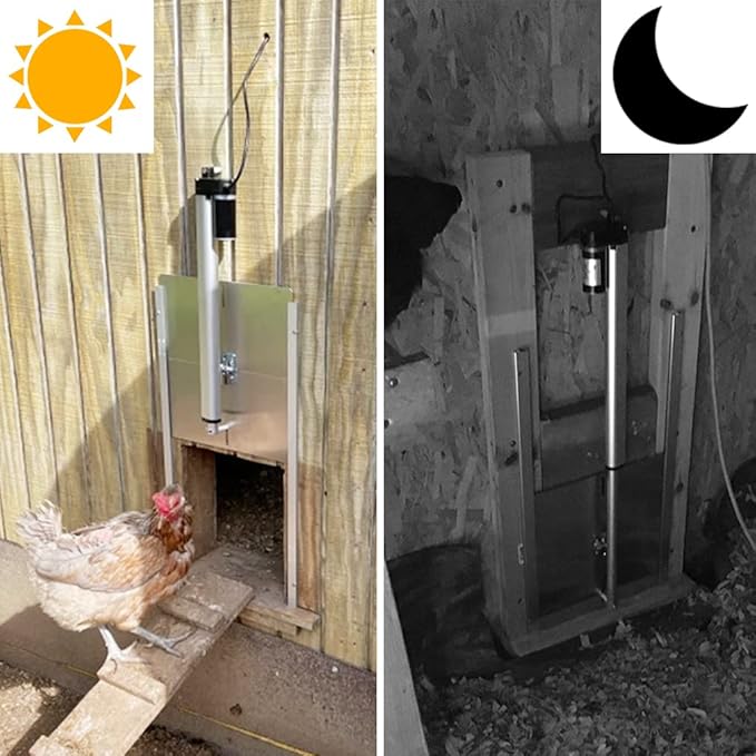 JVR Automatic Chicken Coop Smart Door Compatible with Alexa, Google Assistant, Home Assistant, Tuya - WiFi Electric Opener, Auto Sunrise/Sunset Dusk to Dawn Doors, Anti-Pinch Auto Reopen & Stop