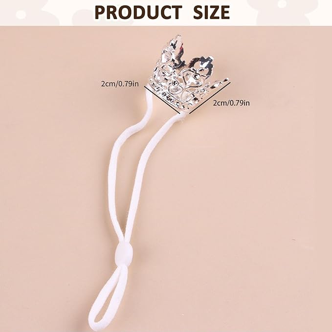 1PCS Crown Tiara Headband for Cat Dogs Puppy Birds Ducks Chicken Rabbit Hamster Pets Party Birthday Grooming Hair Accessories(Silver, Elastic)