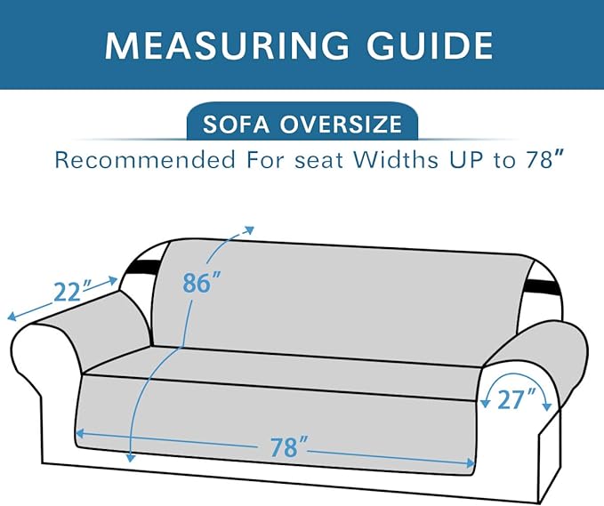 H.VERSAILTEX Reversible Sofa Slipcover Furniture Protector Water Resistant 2" Elastic Straps Sofa Cover Couch Covers Pets Kids Fit Sitting Width Up to 78" (Oversized Sofa: 86" x 132", Khaki/Beige)