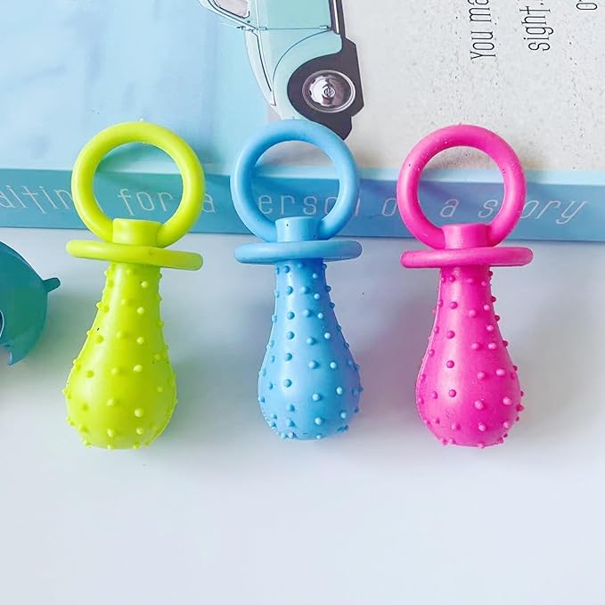 Dog Chew Toy, Blue Bell-Shaped Rubber Pacifier, Bite Resistant Training Toy for Puppies and Cats
