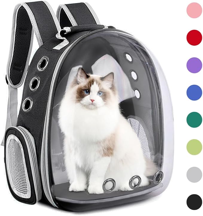 Pet Backpack Carrier,Bubble Backpack Cat Carrier,Pets and Small Dogs,Space Capsule Pet Carrier for Traveling, Walking, Hiking and Outdoor Activities (Black)