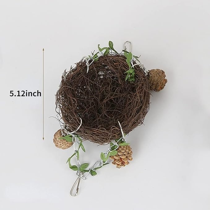 Natural Rattan Nest Small Medium Large Bird Swing for Parrot Parakeet Cockatiel Conure Cockatoo Macaw Amazon African Grey Lovebird Finch Canary Budgie Cage Perch Toy (Small)