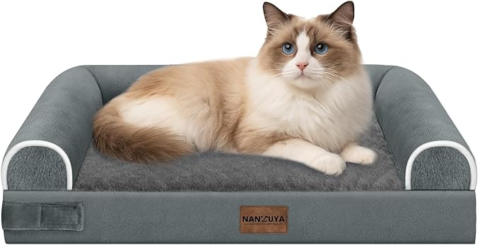 Small Dog Bed Orthopedic Washable: Beds Bolster Small Sized Dogs Cats Bed Egg Crate Foam Couch Sofa Waterproof with Removable Cover - Dark Grey