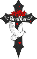 Cross Cemetery Decorations for Grave, Metal Sympathy Memorial Stakes for Loss of Brother Outdoors Yard Garden, Grave Markers for Cemetery for Brother (12 X 7.5 Inches)