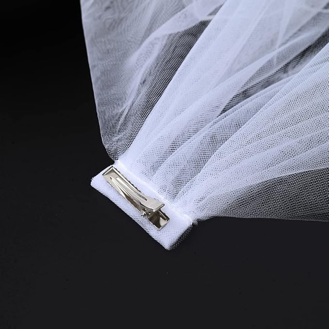 Gigicloud Dog Bride Costume Pet Wedding Veil with Clip Handmade Dog Hair Bow Veil Headwear Accessories Pet Wedding Outfit Dress for Birthday Valentine's Day Party Decoration