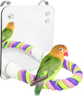 5.9" Bird Mirror with Rope Perch Bird Toys Swing, Comfy Perch for Greys Amazons Parakeet Cockatiel Conure Lovebirds Finch Canaries