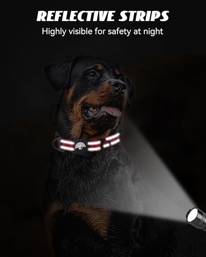 Joytale Airtag Dog Collar, Reflective Pet Collar with Waterproof AirTag Holder, Dual D-Rings, Soft Padded Adjustable for Extra Large Dogs, Red, XL