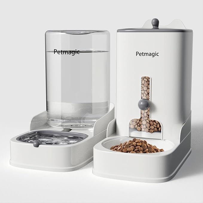 Gravity cat Feeder by Petmagic is a 3.6L Large-Capacity cat Food and Water Bowl Set. This Two-Piece Set is Suitable for pet Feeding, Including Small and Medium-Sized Dogs, Kittens.