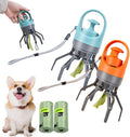 Quick Scoop Poop Scooper, Portable Dog Pooper Scooper, Easy Claw Pick up Tool for Dogs, Leak-Proof Waste Bag Holder for Outdoor Walks (Blue+Orange)