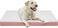 Sunheir Orthopedic Dog Bed for Large Dogs, Waterproof Deluxe Plush Dog Crate Bed with Removable Washable Cover & Anti-Slip Bottom, Egg Crate Foam Pet Bed Mat, 36 x 27 Inches, Pink