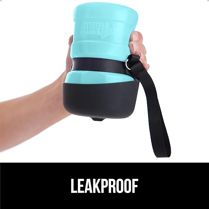 GORILLA GRIP Dog Water Bottle, Portable Water Bowl Dispenser for Dogs, 16 oz Leak Proof Pet Travel Squeeze Bottles Food Grade Silicone, Pet Stocking to Go Puppy Essentials, Turquoise