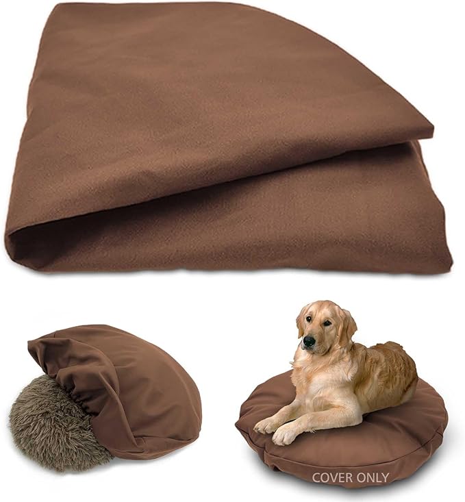 Dog Bed Cover Waterproof Replacement Machine Washable Covers for Dog Bed Heavy Duty Scratch Resistant Mattress Protector Pet Bed Round 36x36 Inch Cover Only Brown