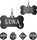 Ultra Joys Custom Personalized Pet ID Tag for Dogs, Brushed Stainless Steel Bone Dog Tag Black Small